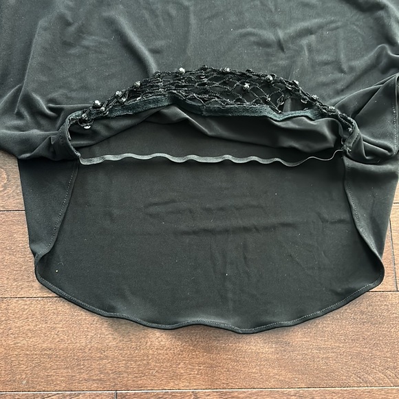 Y2K Crop Top Black Gemstone Net Overlay Open Sleeve S/M Vintage - Picture 5 of 7